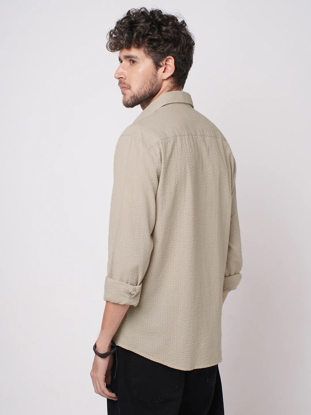 Pearl Beige Seersucker Shirt - Image 7