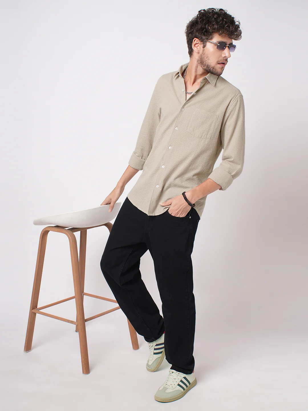 Pearl Beige Seersucker Shirt - Image 8
