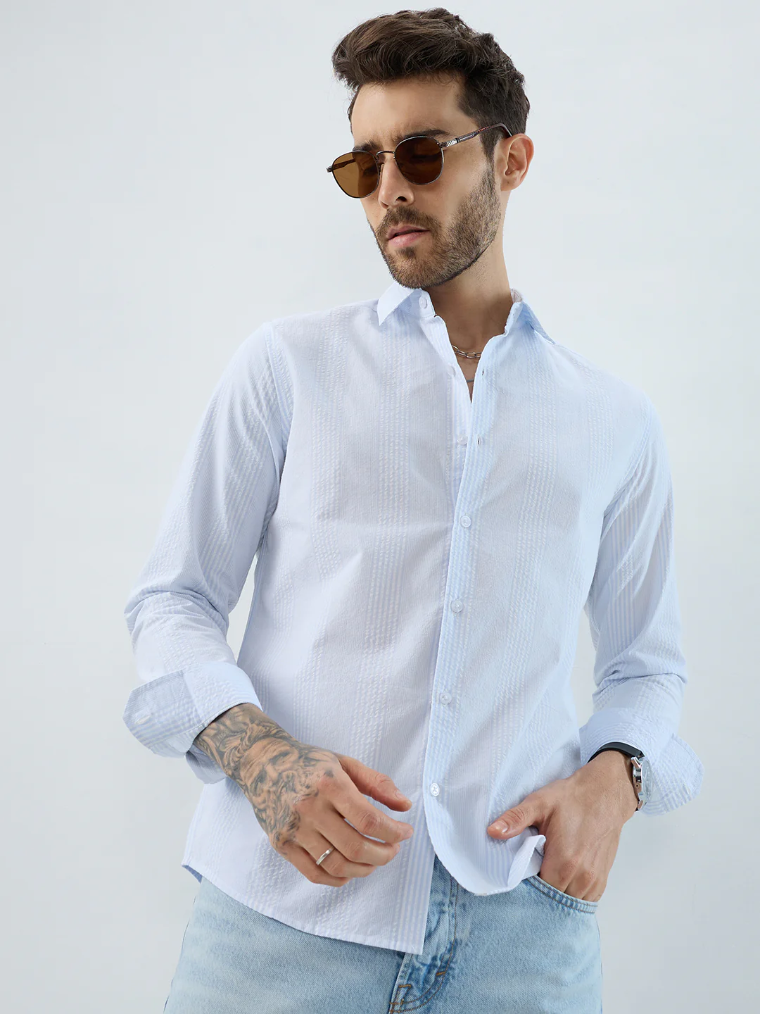 Pearl Weave Classic White Seersucker Shirt - Image 4