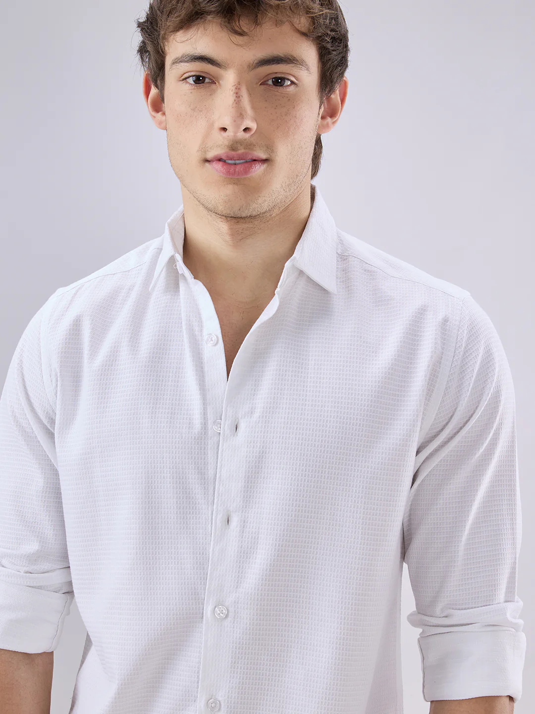 Pearl White Textured Shirt - Image 3