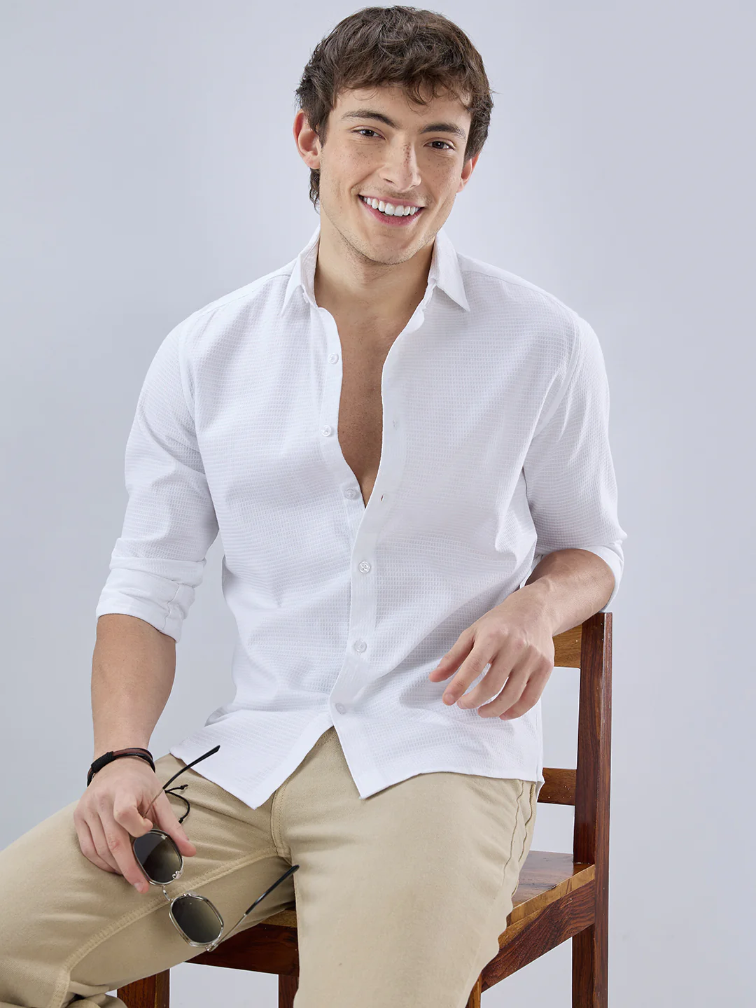 Pearl White Textured Shirt - Image 4