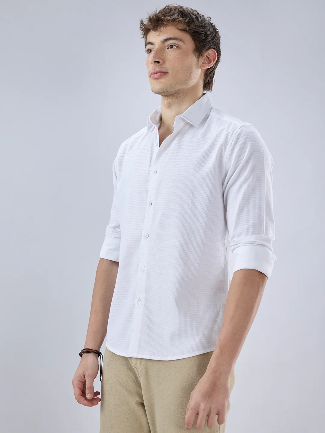 Pearl White Textured Shirt - Image 6