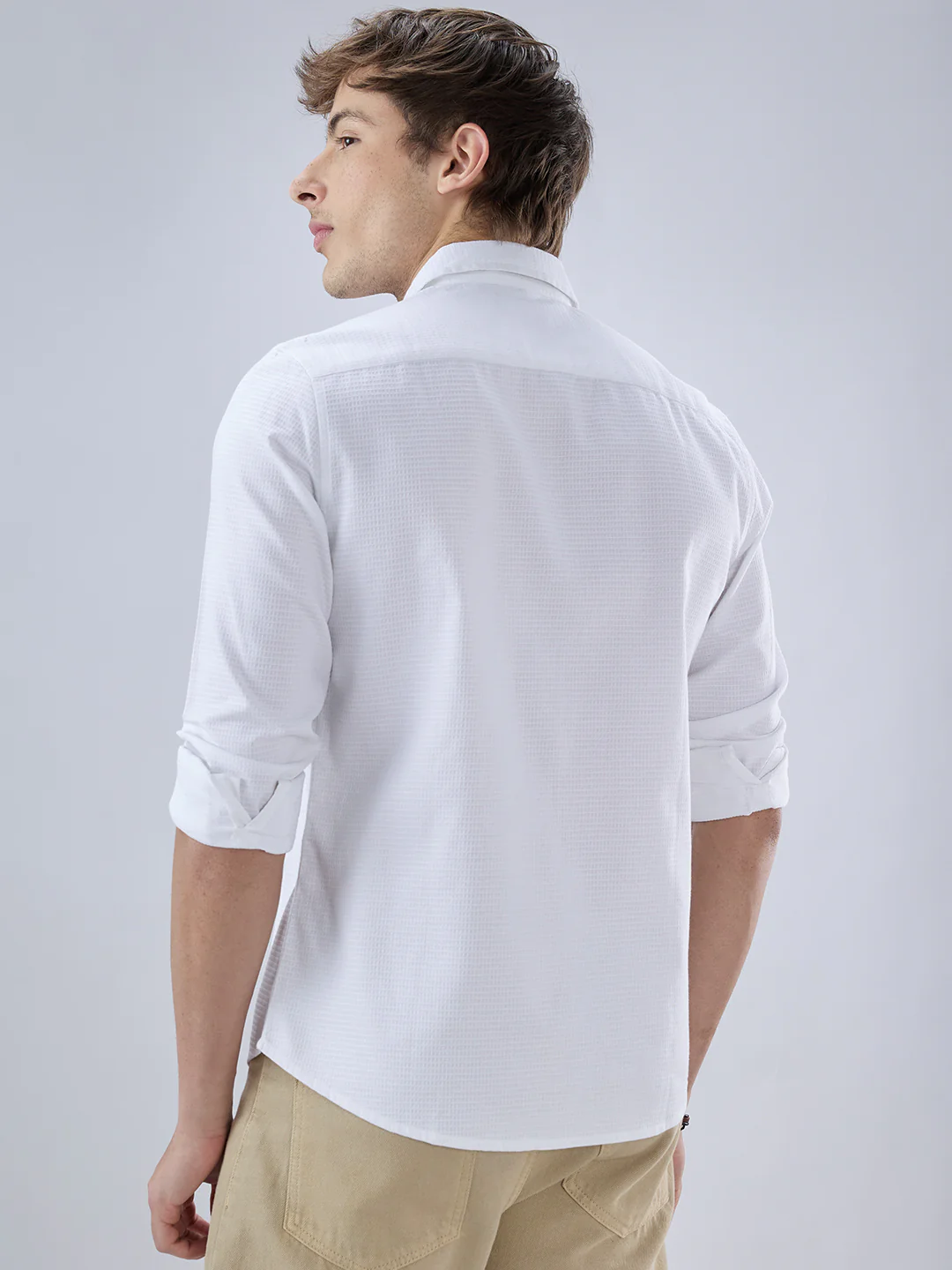 Pearl White Textured Shirt - Image 7