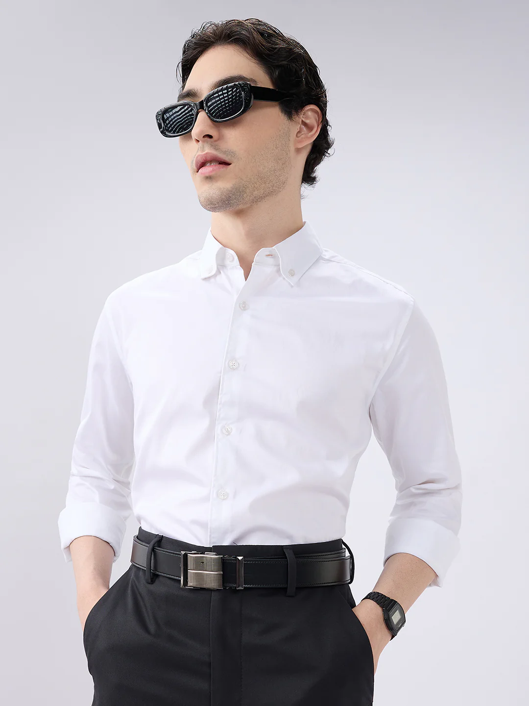 Pearl White Radiance Premium Satin Shirt - Image 2