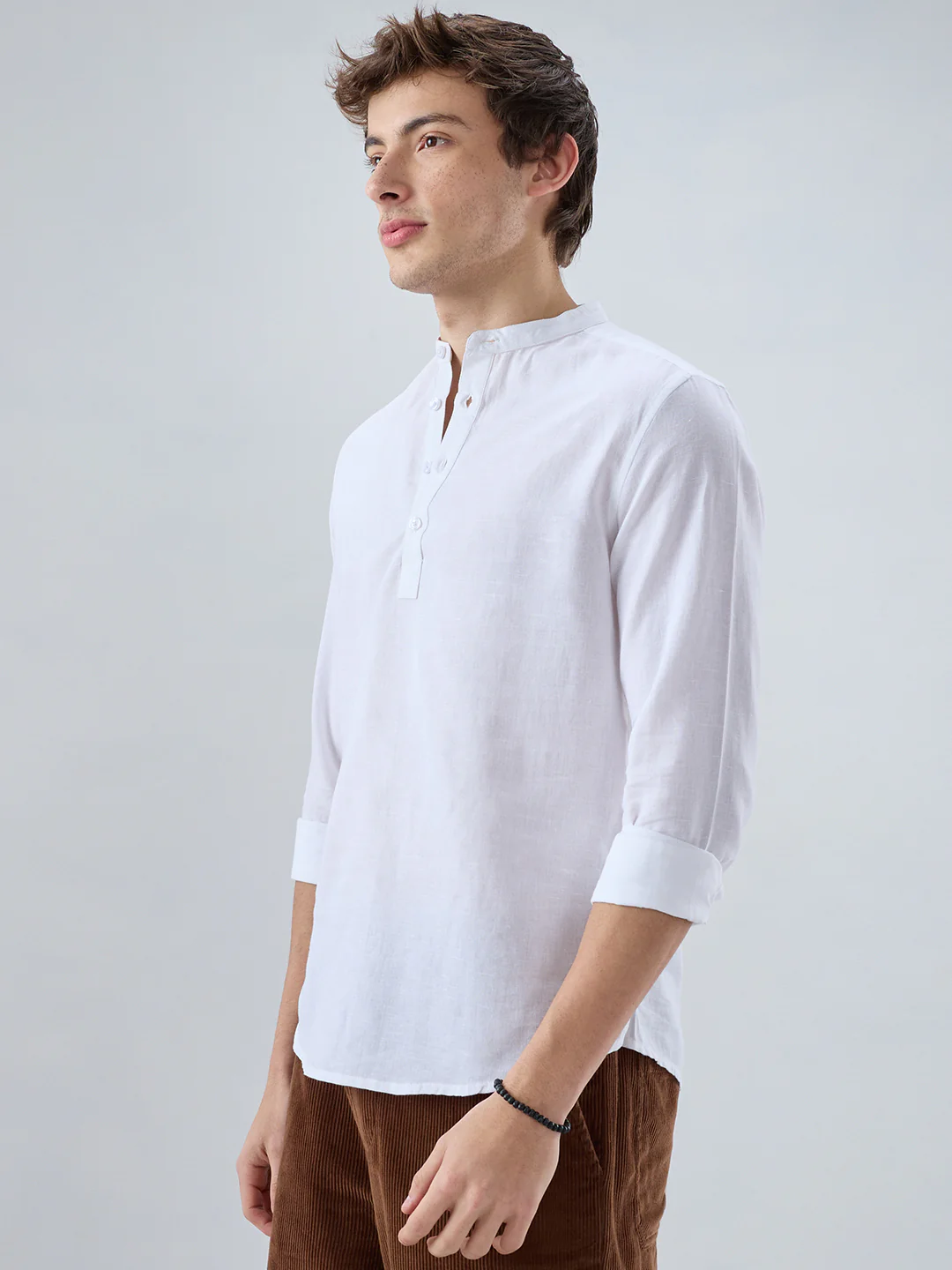 Pearl White Linen Blend Kurta - Image 6