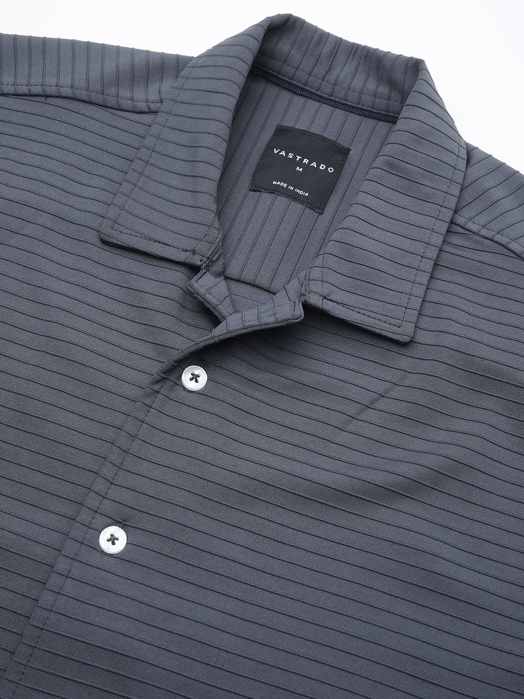 Pebble Grey Line Textured Knitted Shirt - Image 3