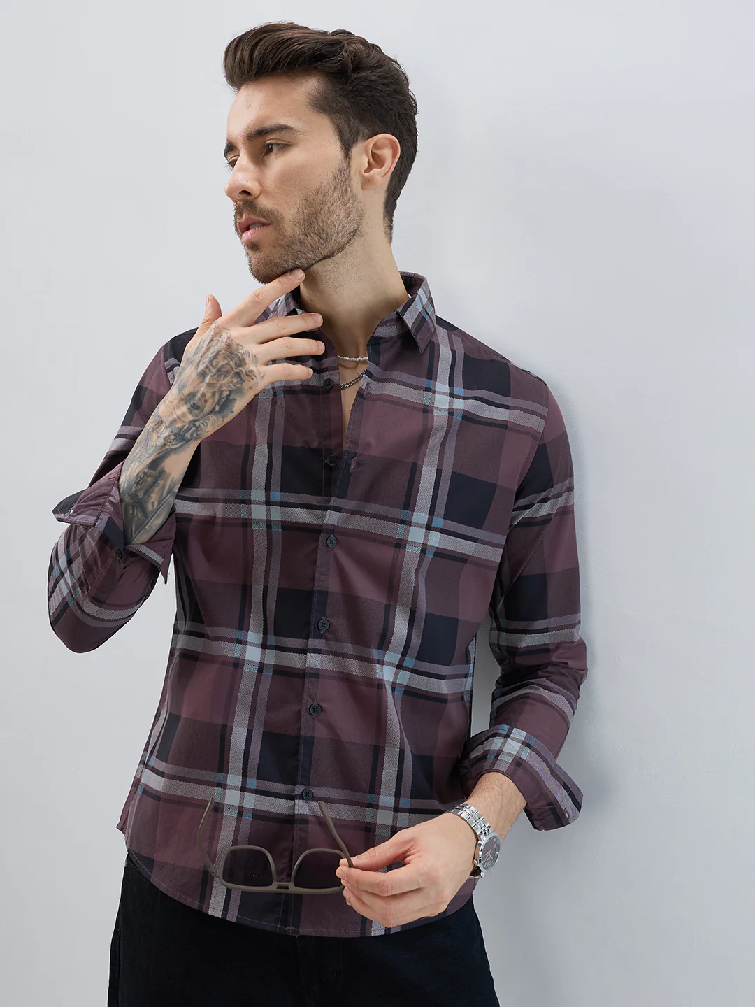 Pecan Brown Checkered Shirt