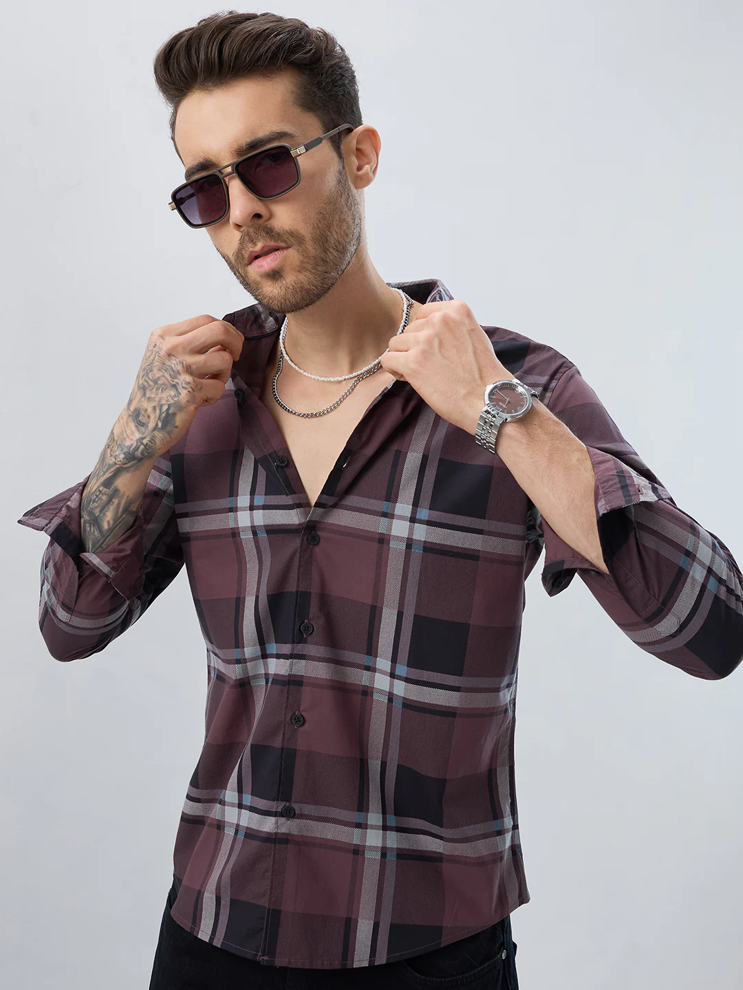 Pecan Brown Checkered Shirt - Image 2
