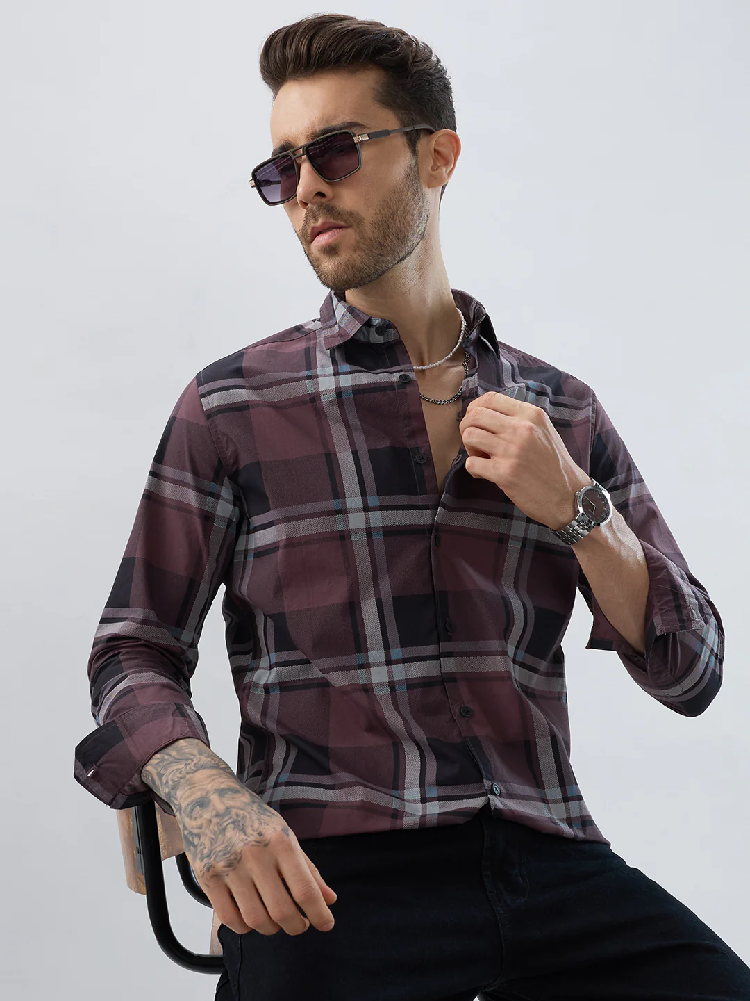 Pecan Brown Checkered Shirt - Image 4