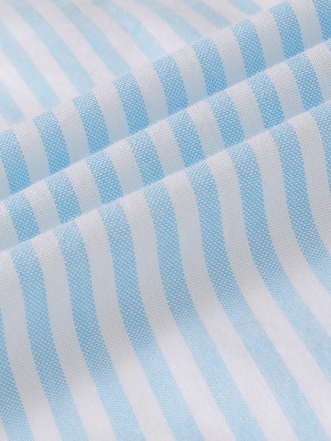 Periwinkle Blue Candy Striped Oxford Button-Down Business Shirt - Image 8