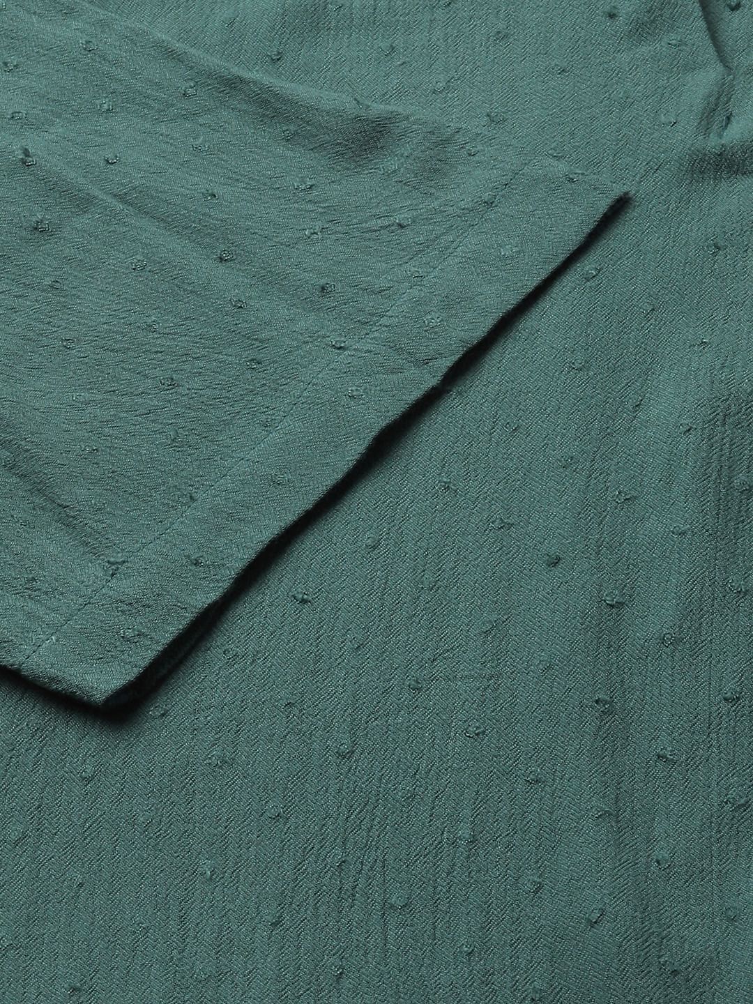Persian Green Ditsy Dobby Oversized Polo Shirt - Image 8