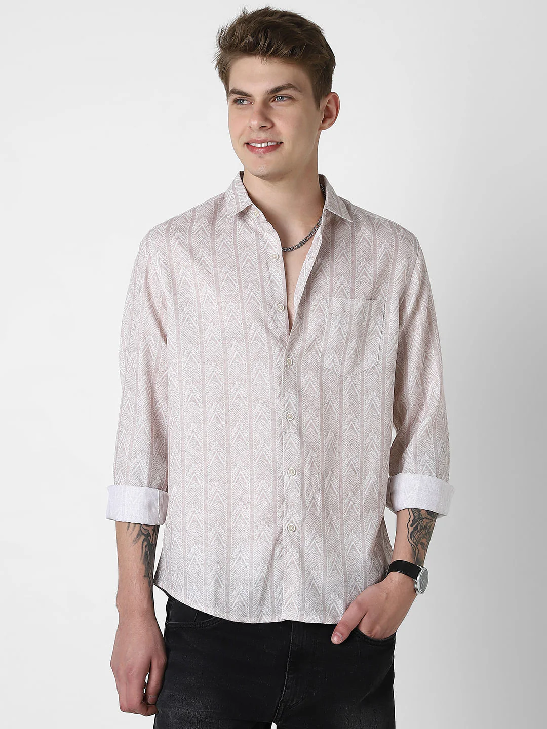 Picturesque Beige Printed Shirt - Image 4