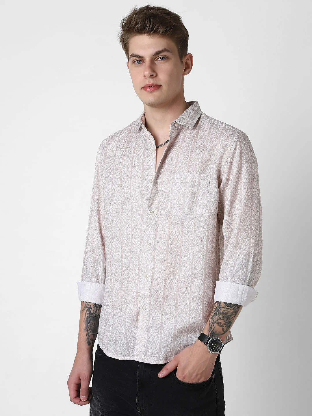 Picturesque Beige Printed Shirt - Image 5