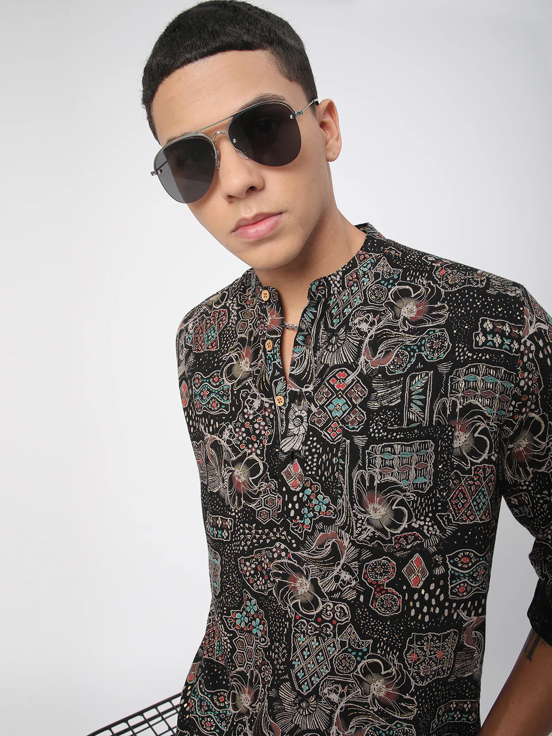Picturesque Multicolour Foil Printed Kurta - Image 2