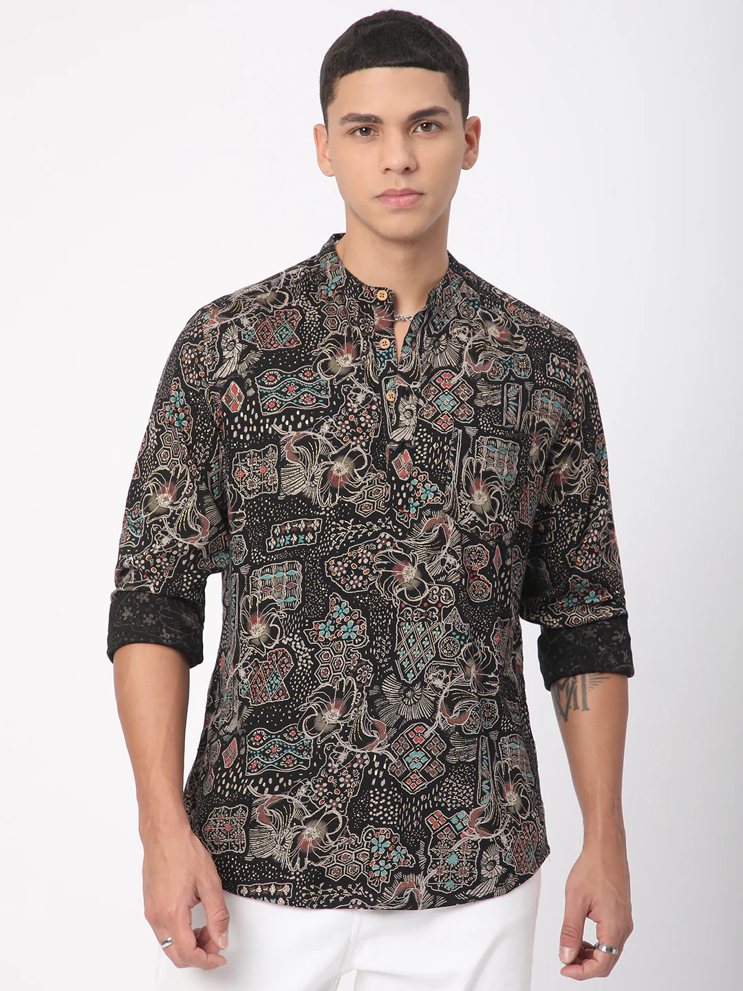 Picturesque Multicolour Foil Printed Kurta - Image 5