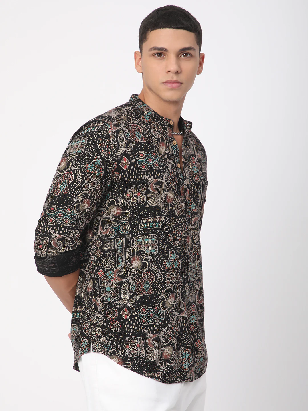 Picturesque Multicolour Foil Printed Kurta - Image 7