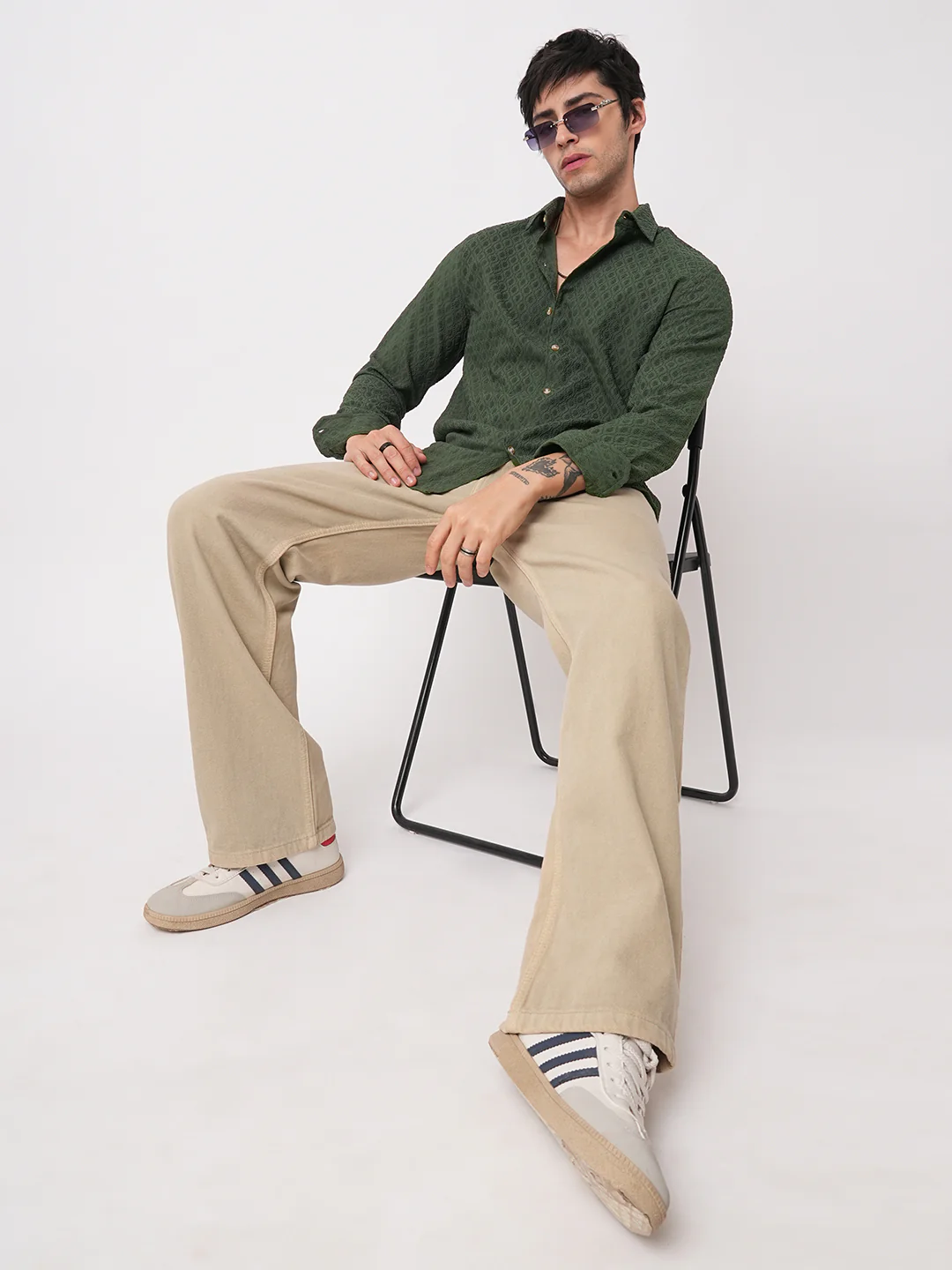 Pine Green Diamond Jacquard Shirt - Image 7