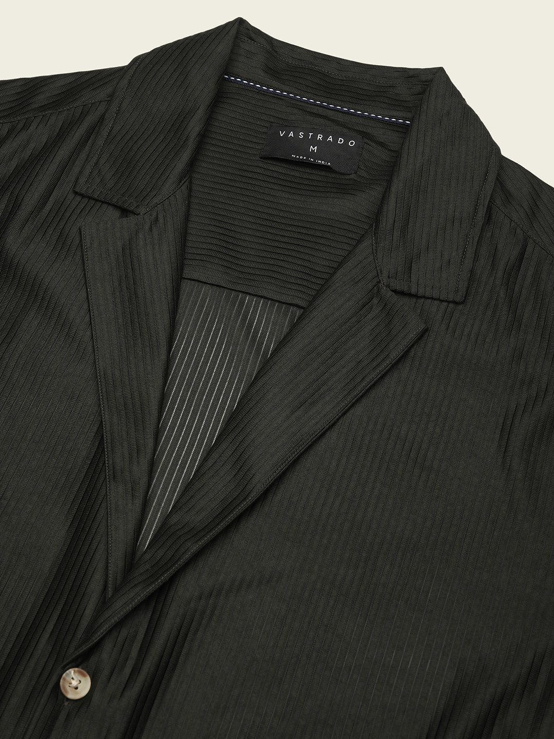 Pine Green Ribbed Oversized Notched Lapel Collar Shirt - Image 8