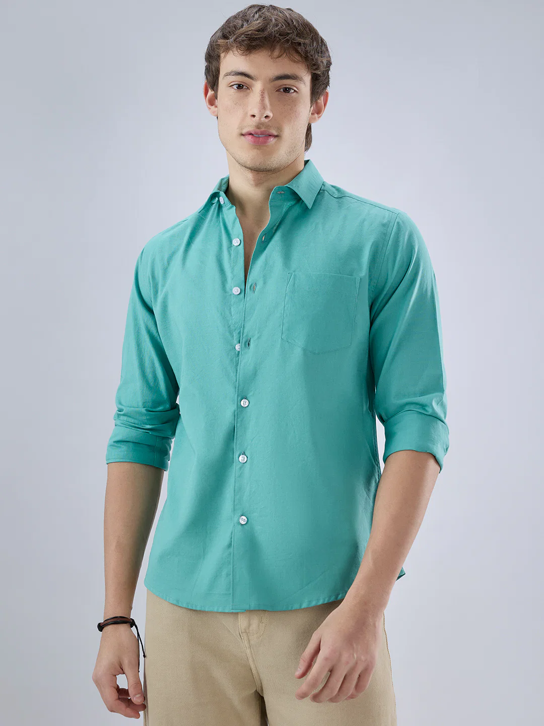 Pine Green Slub Textured Everyday Shirt - Image 4