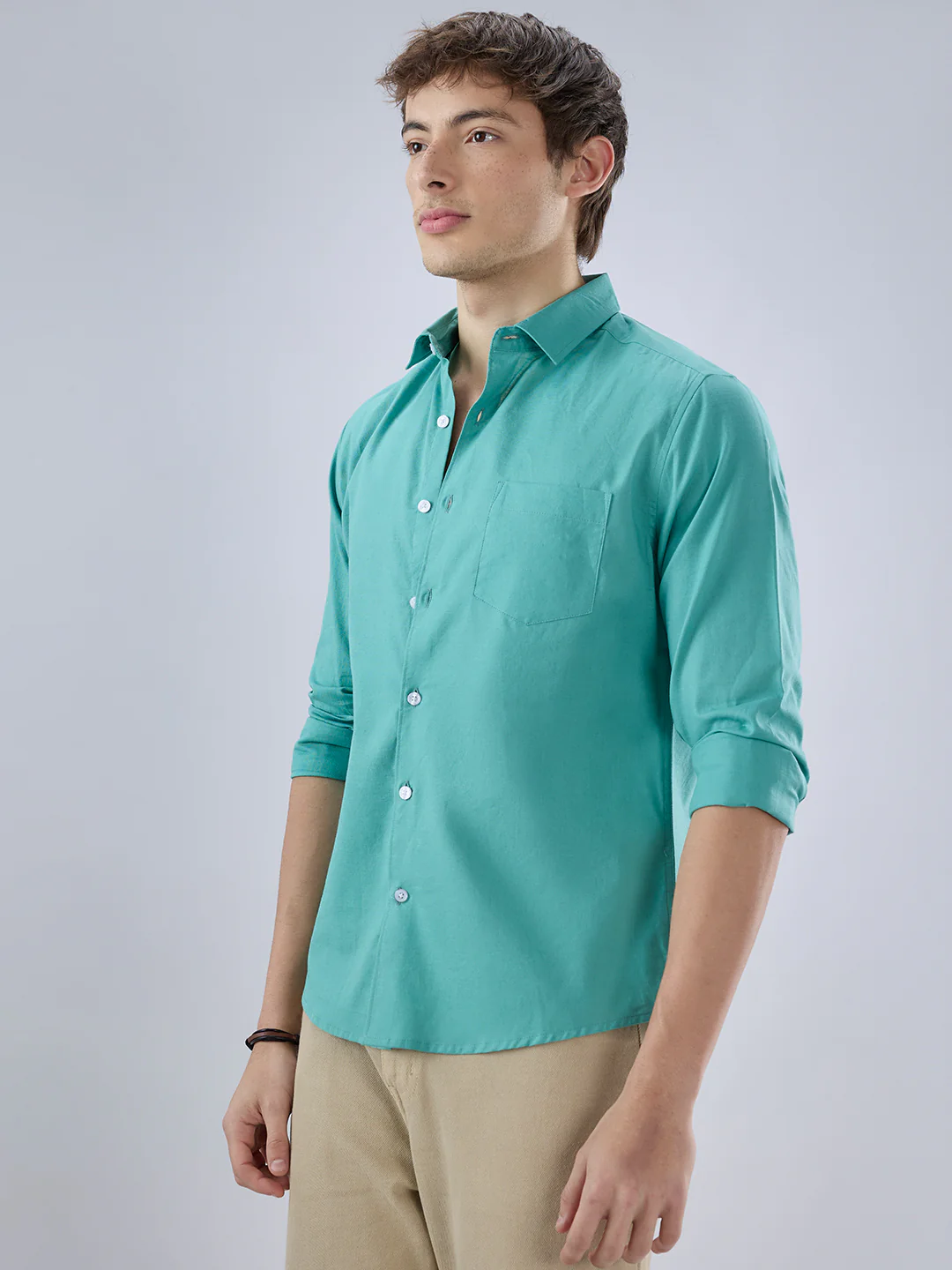 Pine Green Slub Textured Everyday Shirt - Image 5