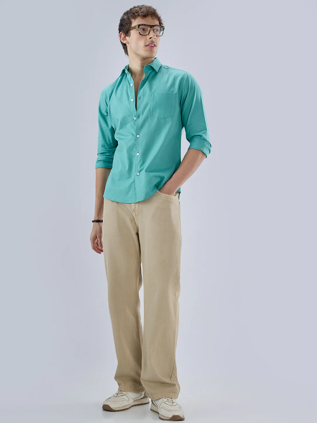 Pine Green Slub Textured Everyday Shirt - Image 7