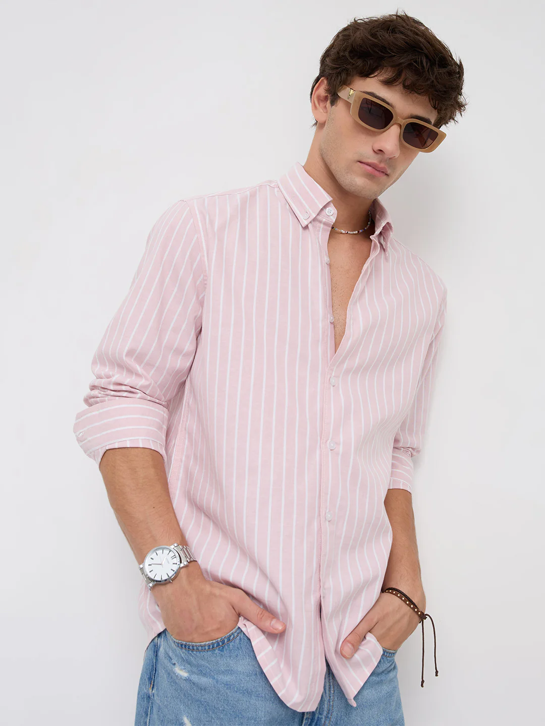 Pink Candy Striped Button-Down Collar Oxford Shirt - Image 5