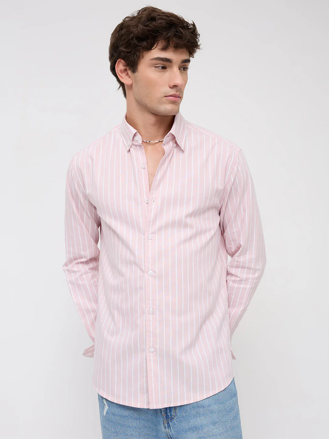 Pink Candy Striped Button-Down Collar Oxford Shirt - Image 6