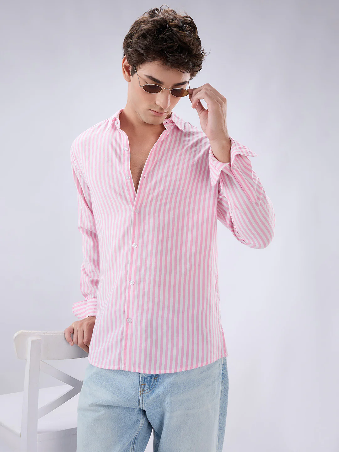 Pink Candy Striped Vacation Shirt - Image 4