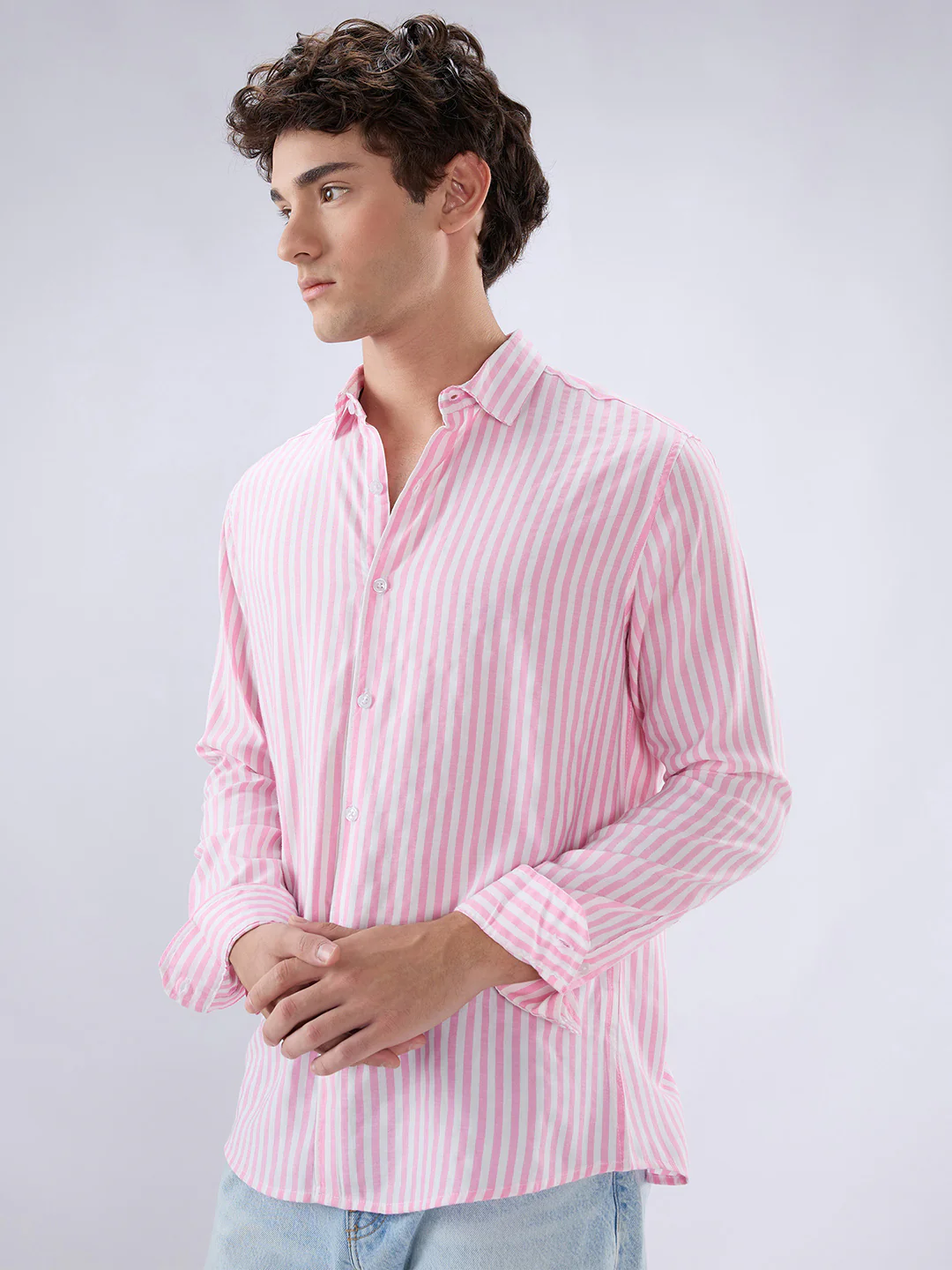 Pink Candy Striped Vacation Shirt - Image 6