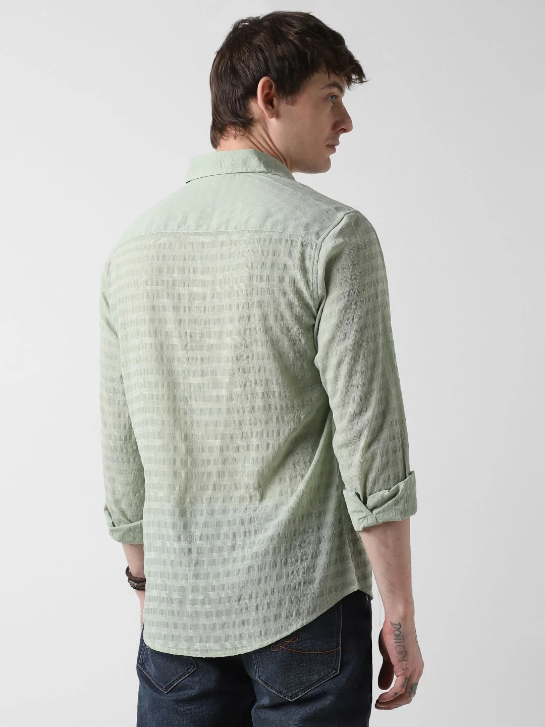 Pista Green Dobby Striped Shirt - Image 7
