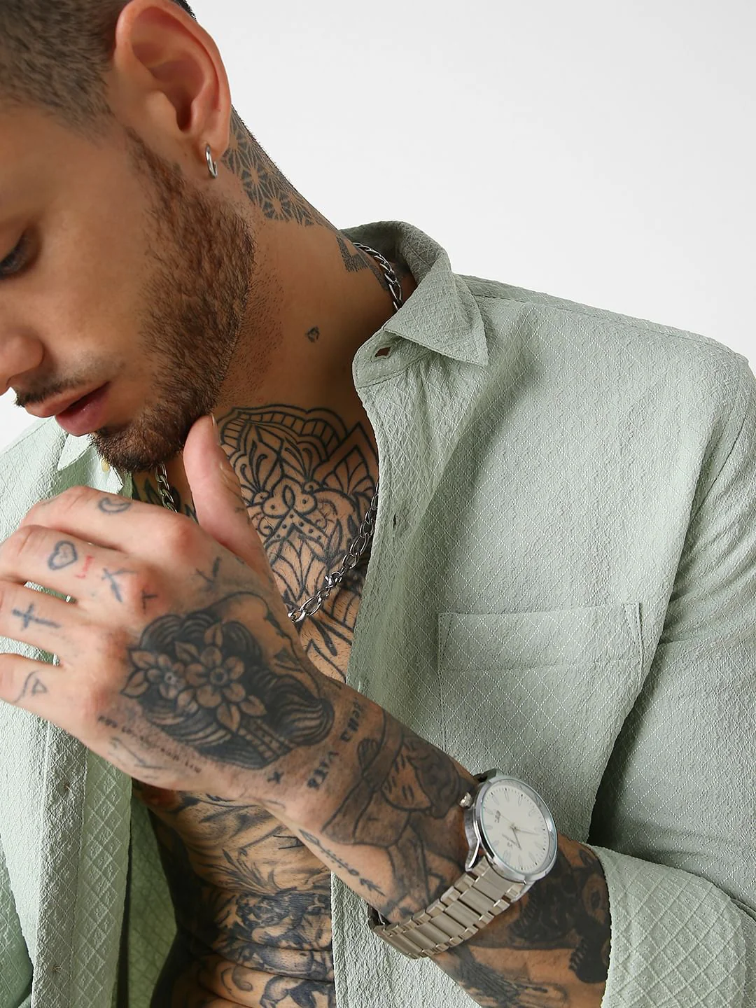 Pista Green Lozenge Patterned Shirt - Image 2