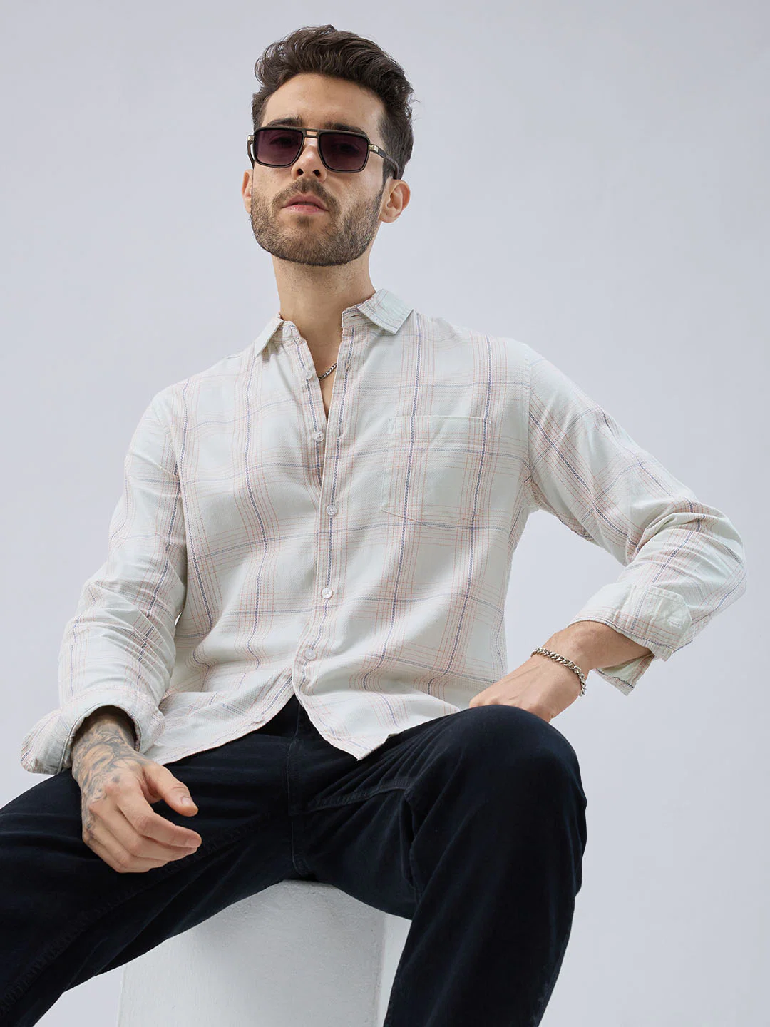 Pista Green Multi Checks Shirt - Image 4
