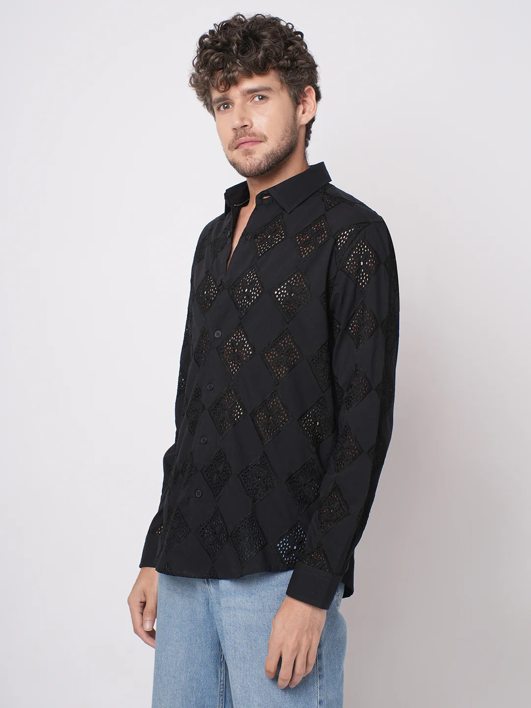 Pitch Black Diamond Schiffli Shirt - Image 6