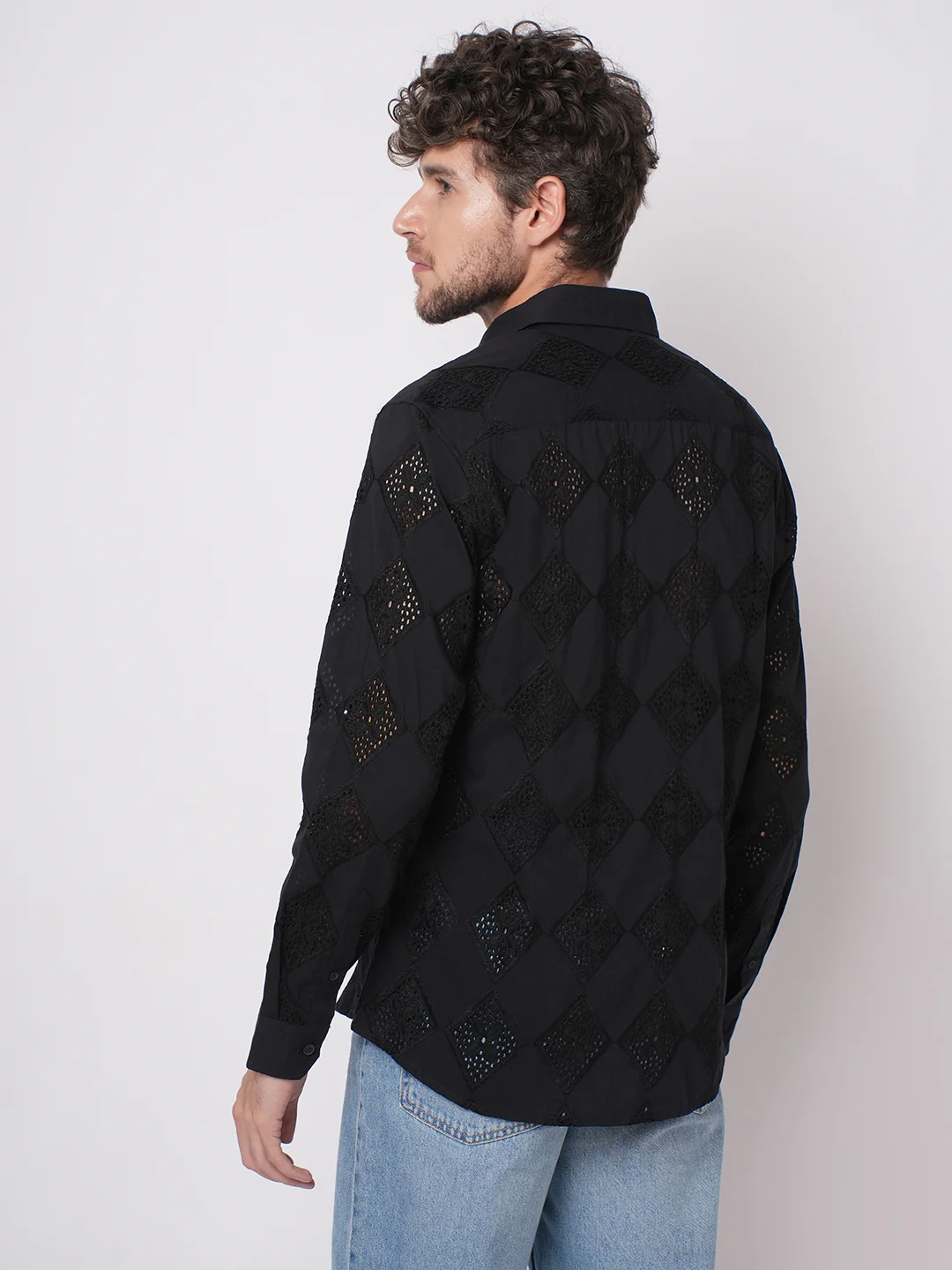 Pitch Black Diamond Schiffli Shirt - Image 7