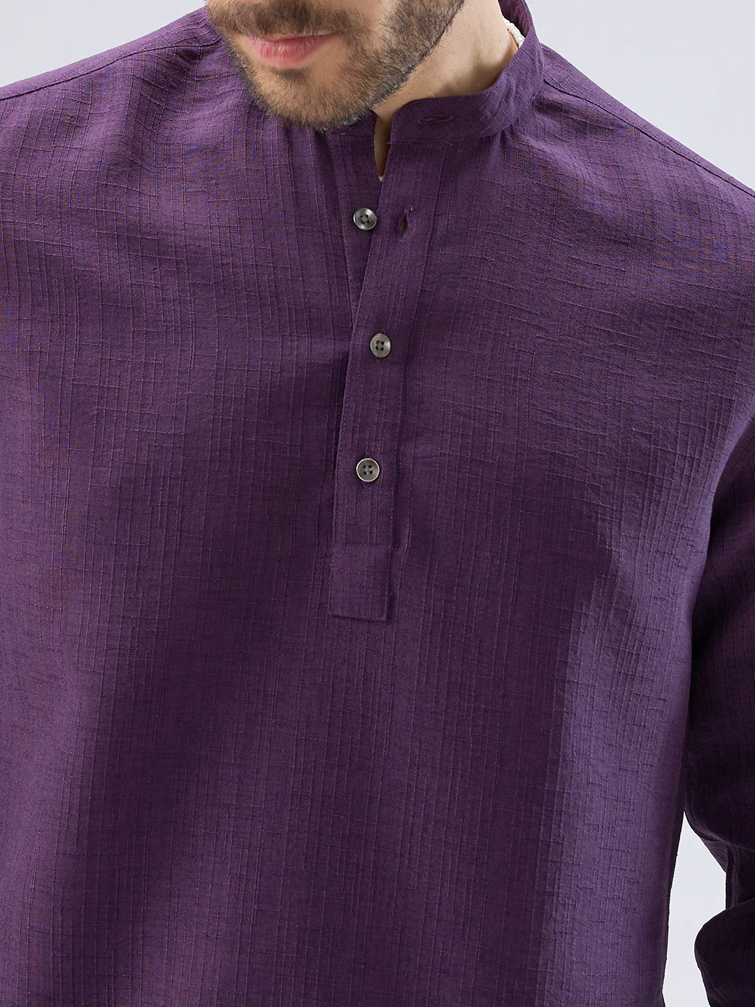Plum Minimal Textured Kurta - Image 3