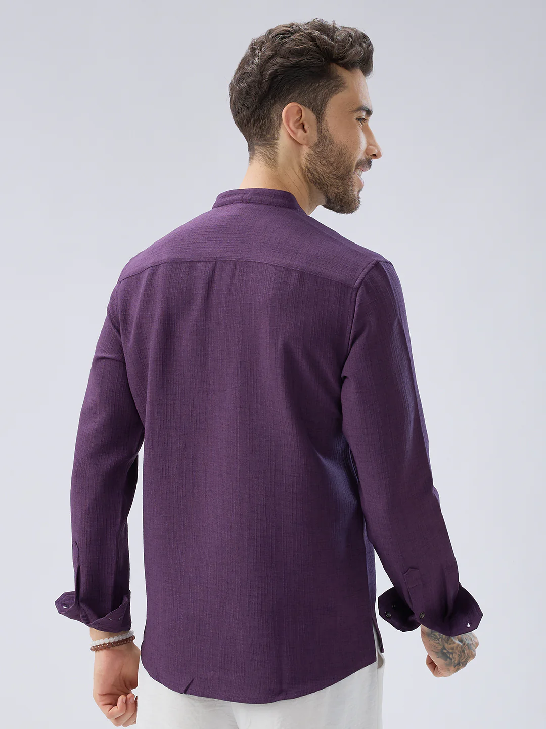 Plum Minimal Textured Kurta - Image 7