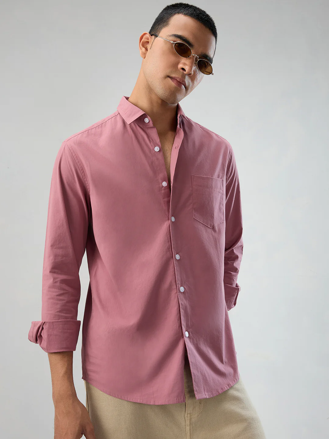 Plush Rouge Pink Peach Finish Poplin Shirt - Image 2