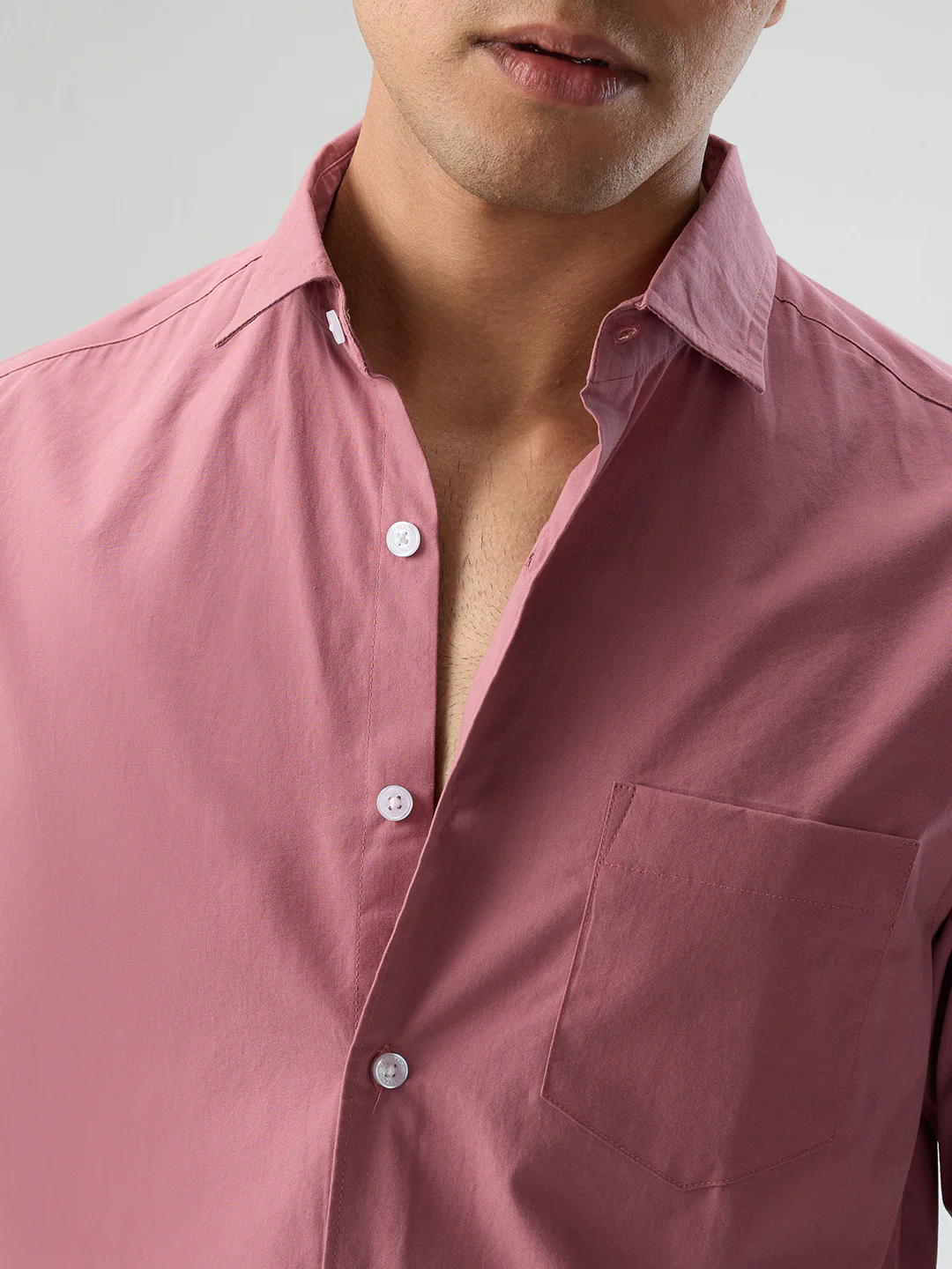 Plush Rouge Pink Peach Finish Poplin Shirt - Image 3