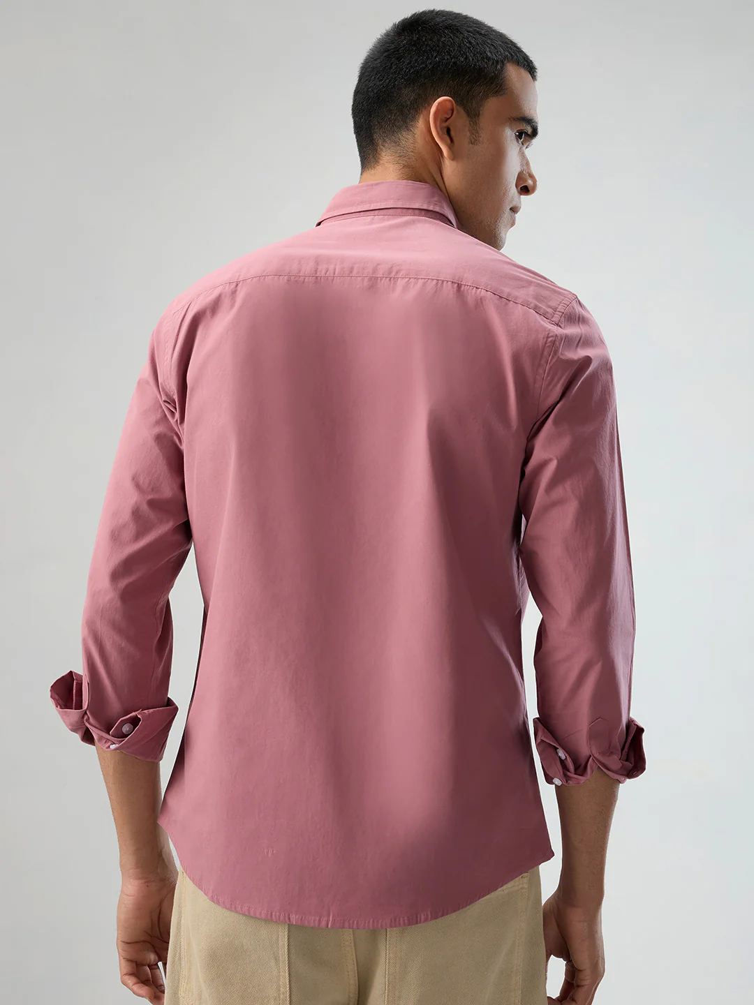 Plush Rouge Pink Peach Finish Poplin Shirt - Image 6
