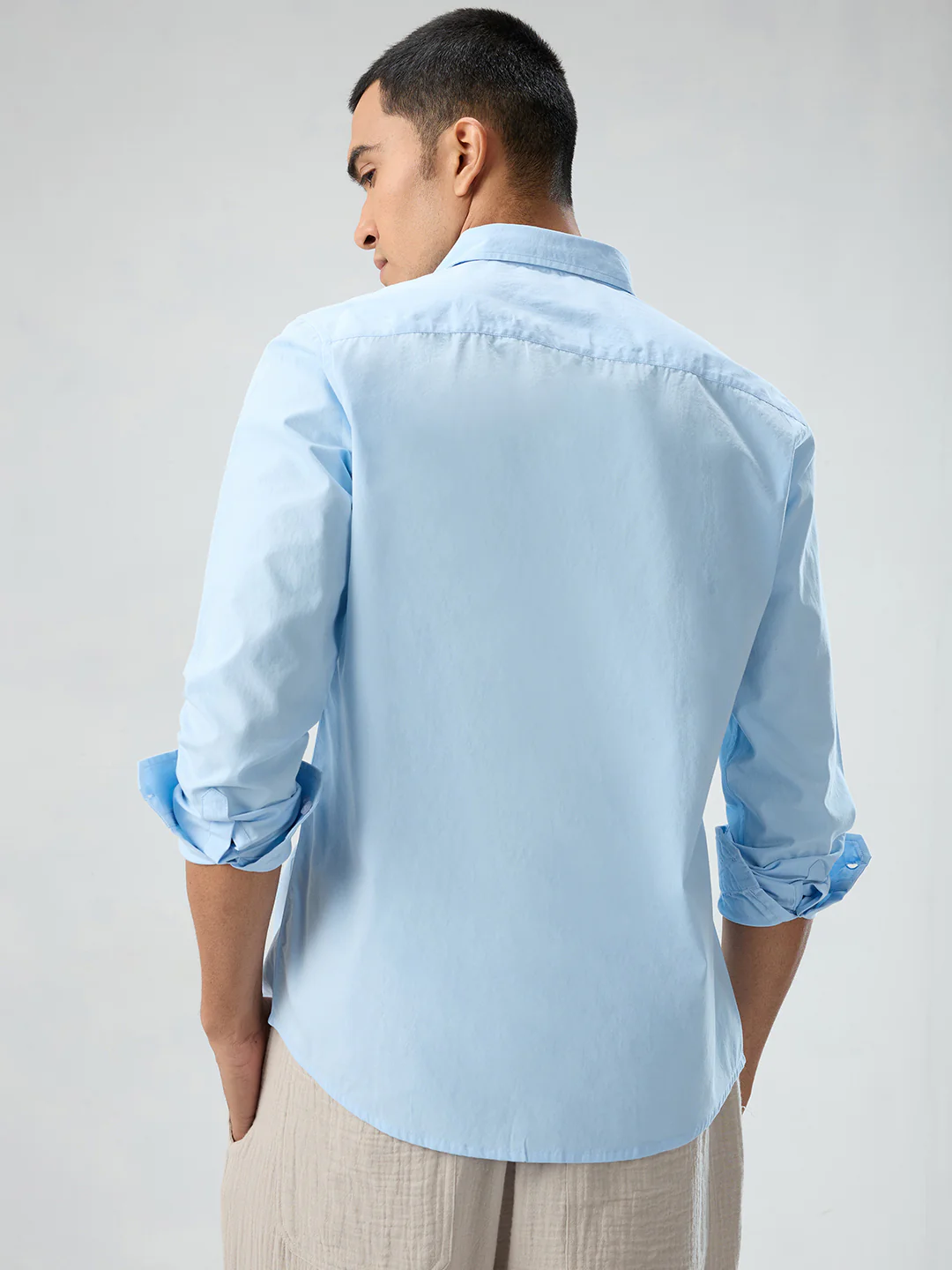 Plush Sky Blue Peach Finish Poplin Shirt - Image 6