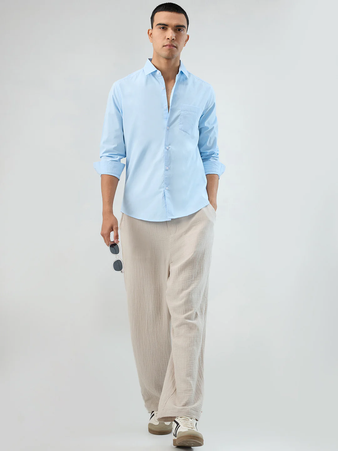 Plush Sky Blue Peach Finish Poplin Shirt - Image 7