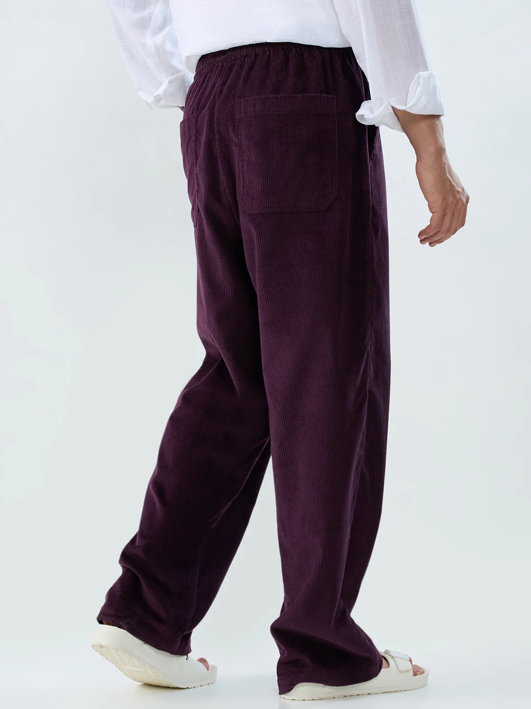 Plush Wine Corduroy Straight-Fit Trousers - Image 6