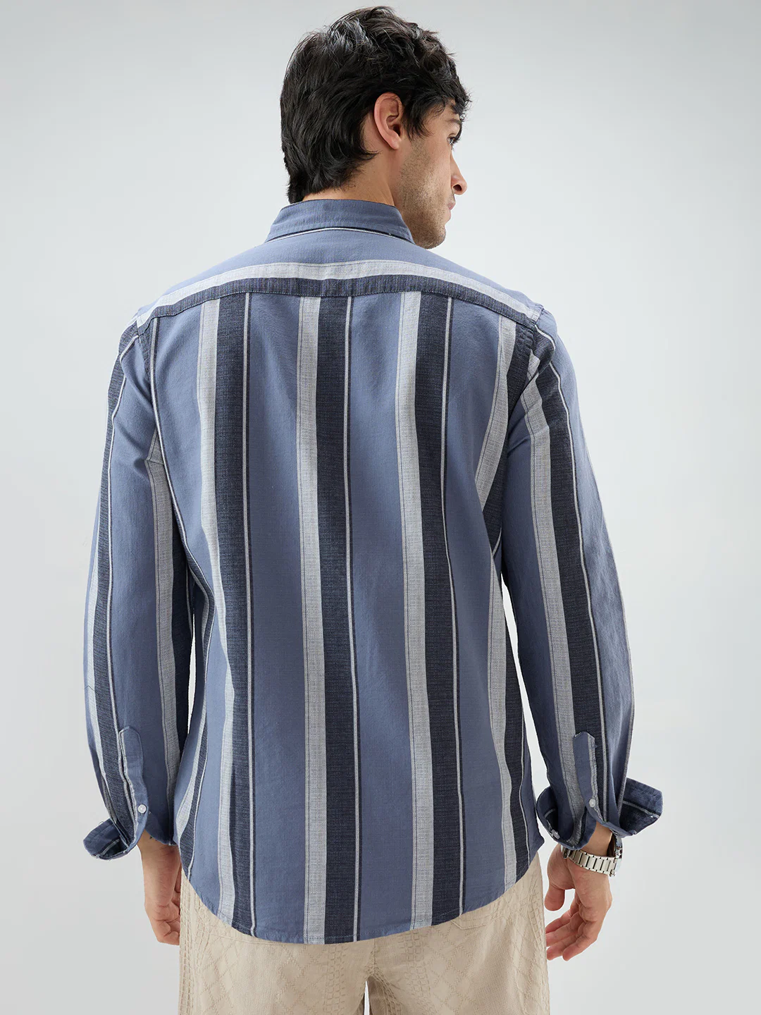Porpoise Grey & Prussian Blue Striped Shirt - Image 7