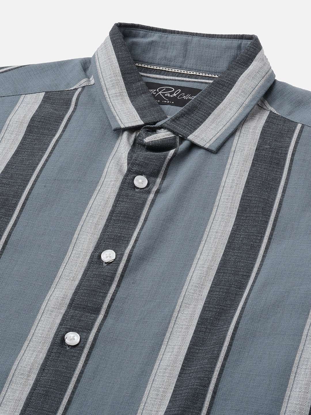 Porpoise Grey & Prussian Blue Striped Shirt - Image 3