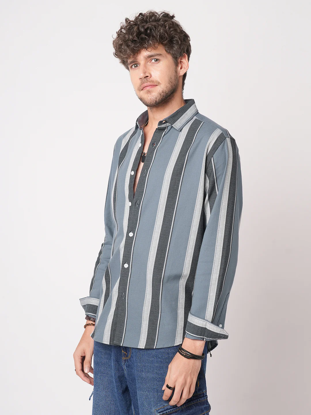 Porpoise Grey & Prussian Blue Striped Shirt - Image 6
