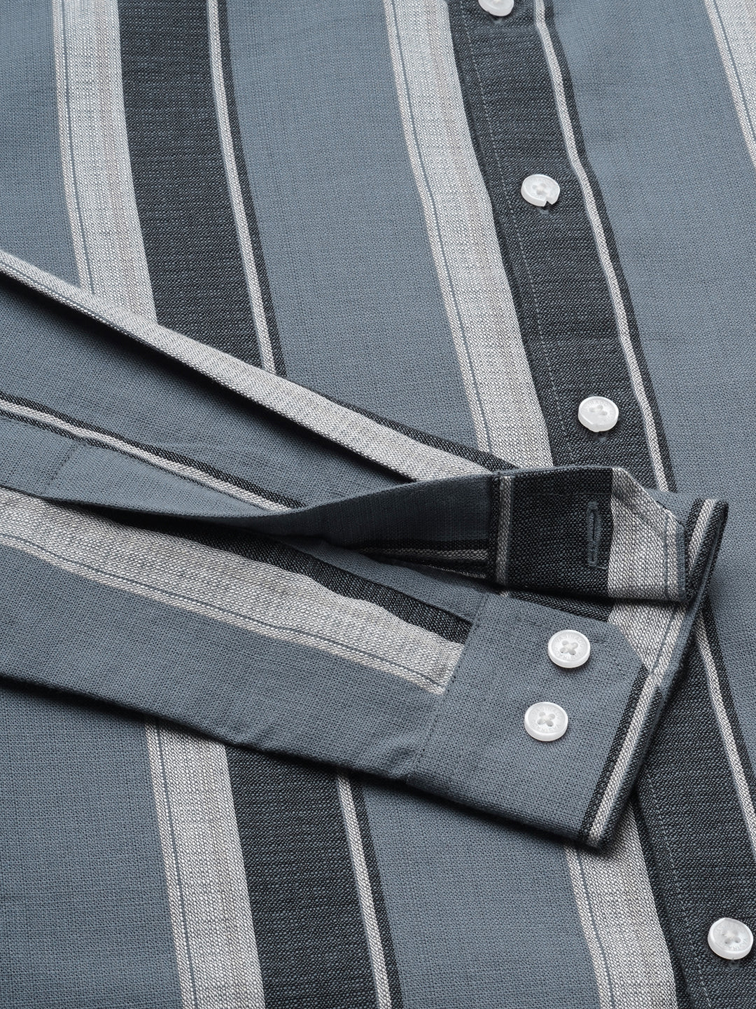 Porpoise Grey & Prussian Blue Striped Shirt - Image 9