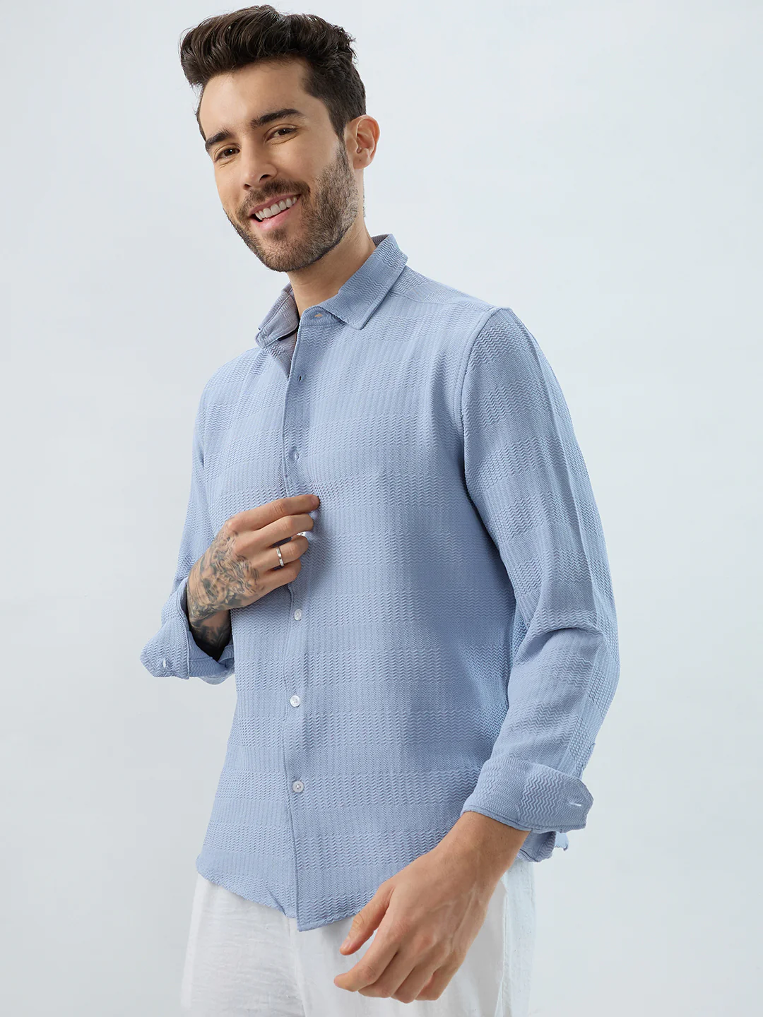 Powder Blue Wavy Weave Shirt - Image 5