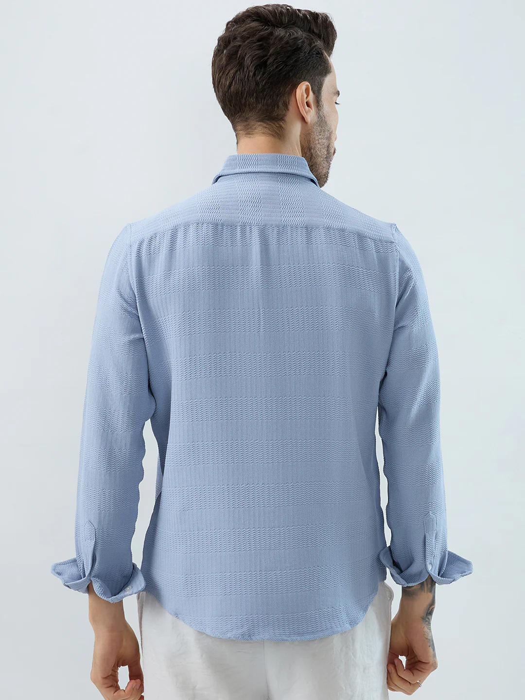 Powder Blue Wavy Weave Shirt - Image 6