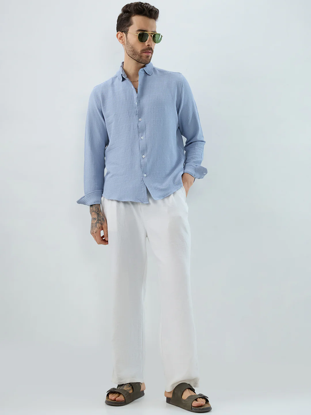 Powder Blue Wavy Weave Shirt - Image 7