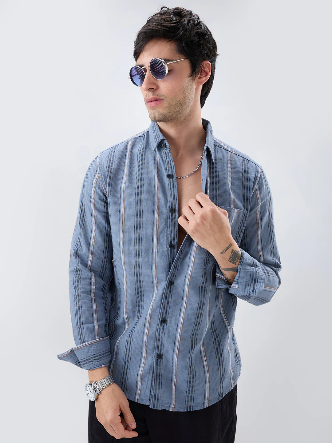 Power Grey Harmony Striped Shirt - Image 2